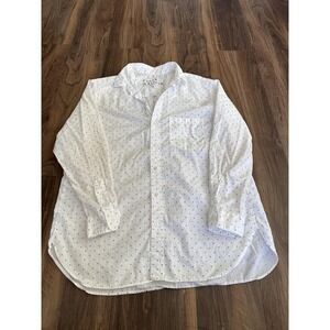 Frank & Eileen Shirt Women Medium White Joedy Button Down Geometric Print Cotton